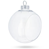 Set of 3 Clear Plastic Christmas Ball Ornaments with Cutout Openings DIY Craft 3.6 Inches