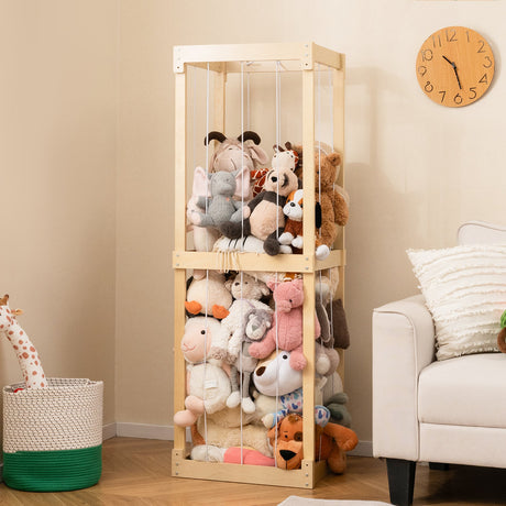300L Almacenamiento grande de animales de peluche con tapa abierta y cuerdas elásticas
