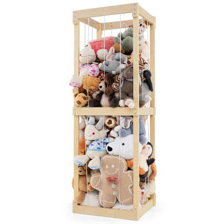 300L Almacenamiento grande de animales de peluche con tapa abierta y cuerdas elásticas