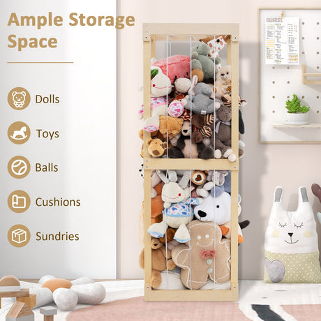 300L Almacenamiento grande de animales de peluche con tapa abierta y cuerdas elásticas