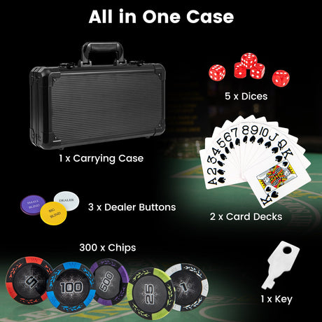 Juego de 300 fichas de póker Texas Hold'em de 14 gramos Claytec
