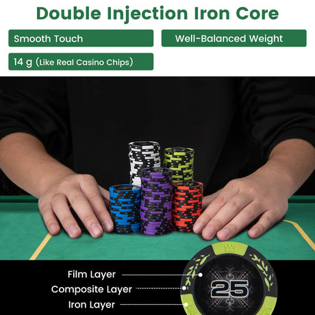 Juego de 300 fichas de póker Texas Hold'em de 14 gramos Claytec