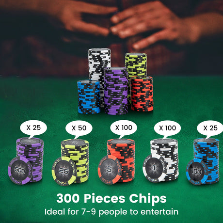 Juego de 300 fichas de póker Texas Hold'em de 14 gramos Claytec