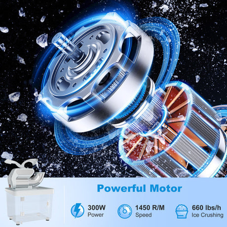 Trituradora de Hielo Comercial de 300W con Doble Cuchilla e Interruptor de Seguridad