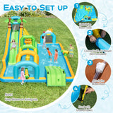 Tobogán Hinchable de Agua Temática Tropical con Doble Rampa, Parque Acuático, Excluye Soplador