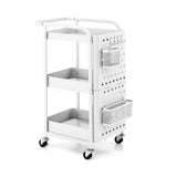 Carrito de almacenamiento utilitario de 3 niveles con cestas de tablero perforado DIY