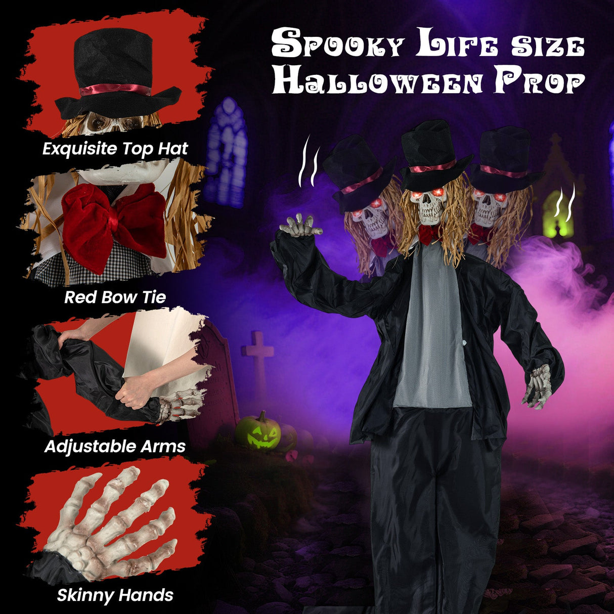 Animatronic de Halloween Novio de Pie 2.2 m Decoración Casa Encantada