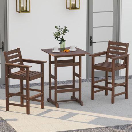 Mesa de Bar Cuadrada de 30 Pulgadas Mesa de Comedor con Tablero de Listones para Piscina