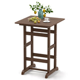 30 Inch Square Bar Table Dining Table with Slatted Tabletop for Poolside