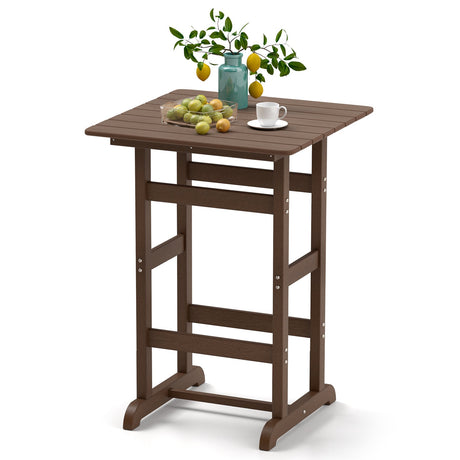 Mesa de Bar Cuadrada de 30 Pulgadas Mesa de Comedor con Tablero de Listones para Piscina