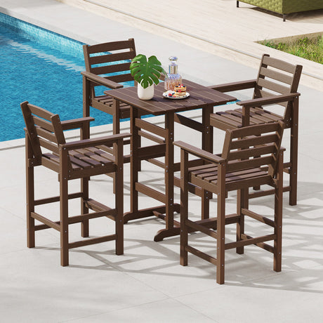 Mesa de Bar Cuadrada de 30 Pulgadas Mesa de Comedor con Tablero de Listones para Piscina
