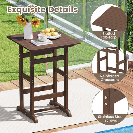 Mesa de Bar Cuadrada de 30 Pulgadas Mesa de Comedor con Tablero de Listones para Piscina