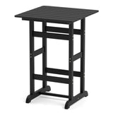 30 Inch Square Bar Table Dining Table with Slatted Tabletop for Poolside