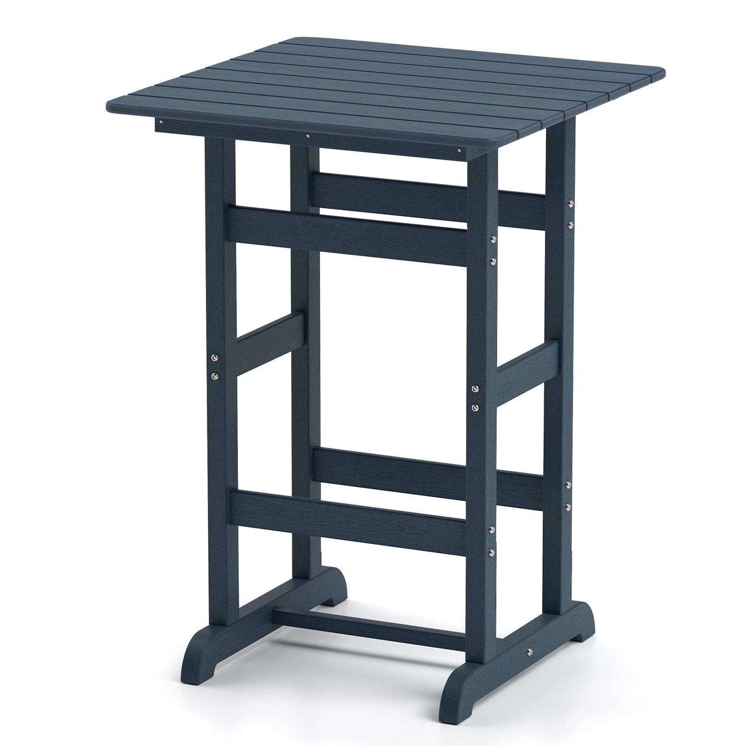 30 Inch Square Bar Table Dining Table with Slatted Tabletop for Poolside
