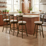 30.5 Inch Swivel Barstools with Backrest & Upholstered Seat