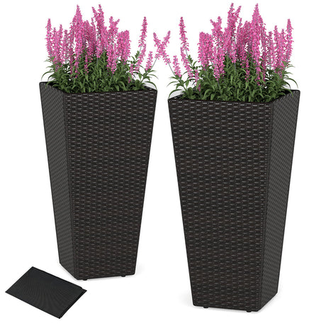 Maceteros decorativos modernos de 30 pulgadas, juego de 2 con base abierta
