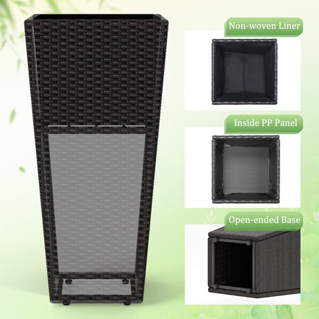 Maceteros decorativos modernos de 30 pulgadas, juego de 2 con base abierta