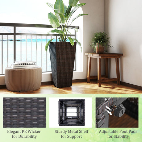 Maceteros decorativos modernos de 30 pulgadas, juego de 2 con base abierta