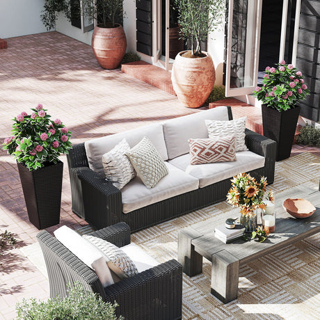 Maceteros decorativos modernos de 30 pulgadas, juego de 2 con base abierta