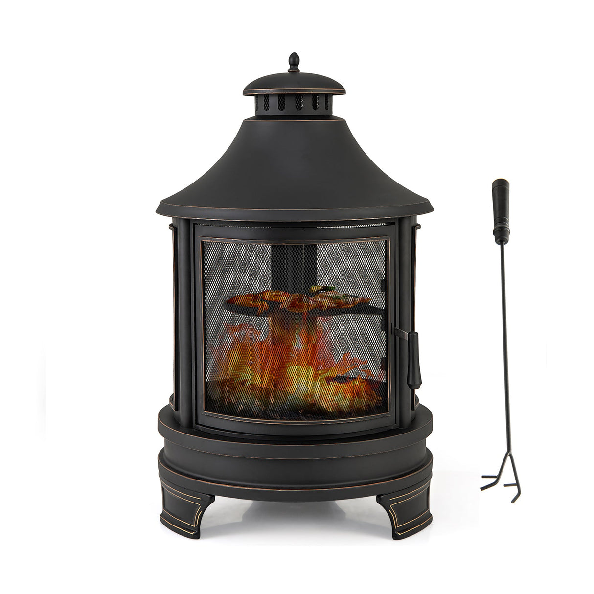 Chimenea de pozo de fuego exterior de 30 pulgadas con parrilla para barbacoa en el jardín