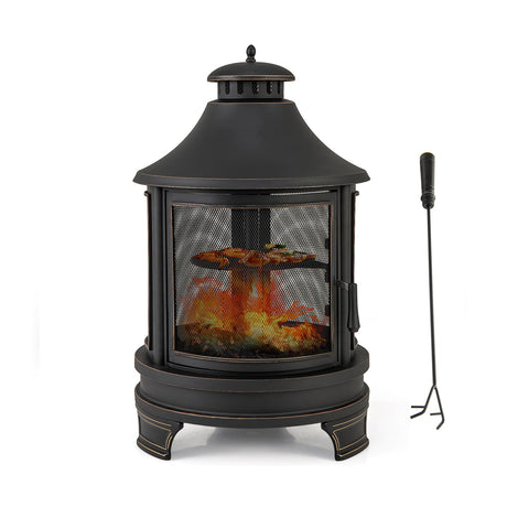 Chimenea de pozo de fuego exterior de 30 pulgadas con parrilla para barbacoa en el jardín
