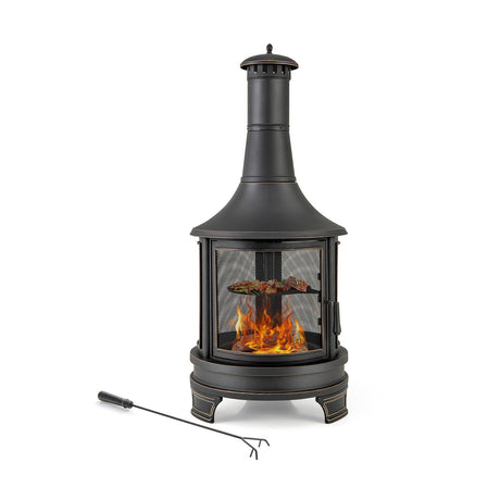 Chimenea de pozo de fuego para exteriores de 30 pulgadas con parrilla para jardín, patio trasero, barbacoa, hoguera, terraza y patio