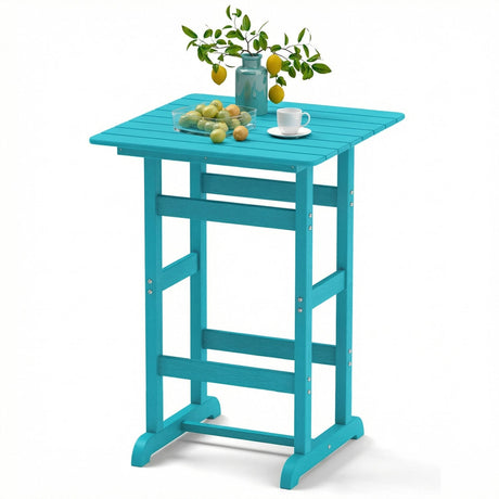 Mesa de Bar Cuadrada de 30 Pulgadas Mesa de Comedor con Tablero de Listones para Piscina