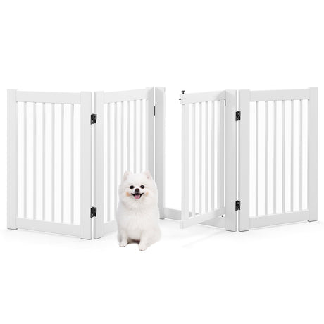 Valla de madera de 4 paneles para perros, de 76 cm de altura, independiente