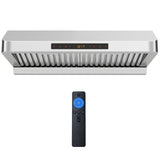 Campana extractora de 30 pulgadas bajo gabinete con recolector de aceite 900 CFM Acero inoxidable Ventilación de cocina-Plateado