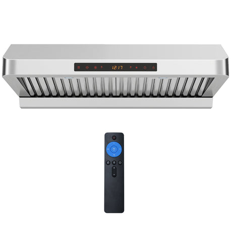 Campana extractora de 30 pulgadas bajo gabinete con recolector de aceite 900 CFM Acero inoxidable Ventilación de cocina-Plateado