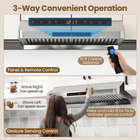 Campana extractora de 30 pulgadas bajo gabinete con recolector de aceite 900 CFM Acero inoxidable Ventilación de cocina-Plateado