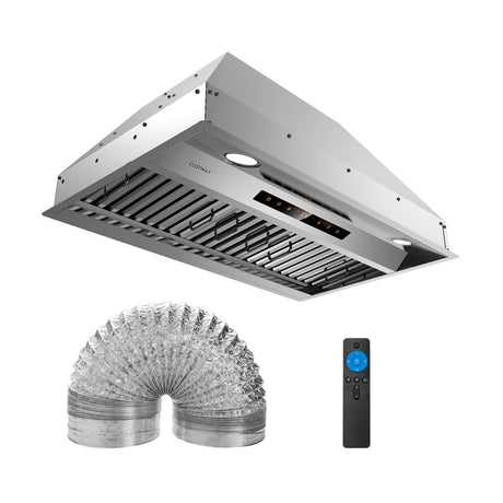 Campana extractora de 30 pulgadas bajo gabinete con 4 velocidades de ventilador y filtros deflectores-Plateado