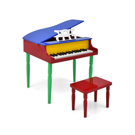 Piano de juguete de madera de 30 teclas para niños con banqueta