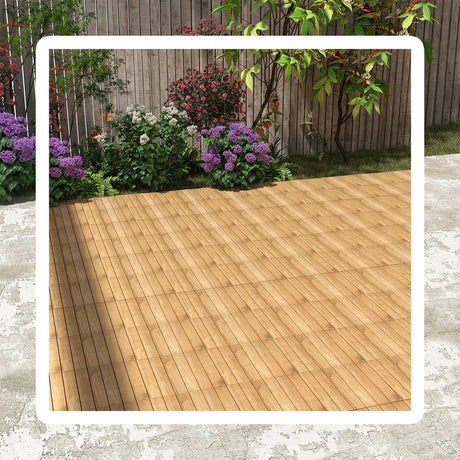 30 baldosas entrelazadas de 30 x 30 cm para terraza de madera de acacia con listones rectos-Natural