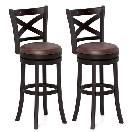 Juego de 2 taburetes de bar giratorios de 26/30 pulgadas con asiento acolchado