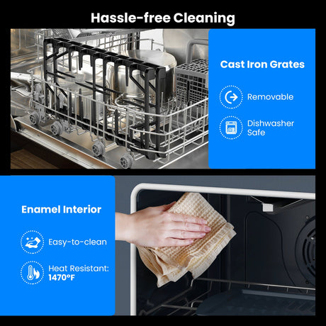 Cocina a gas natural de 30 pulgadas 120 V con encimera de 5 quemadores