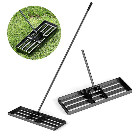 Rastrillo nivelador de césped de 30 x 10 pulgadas con mango ergonómico