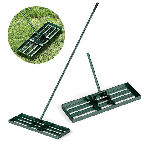 Rastrillo nivelador de césped de 30 x 10 pulgadas con mango ergonómico