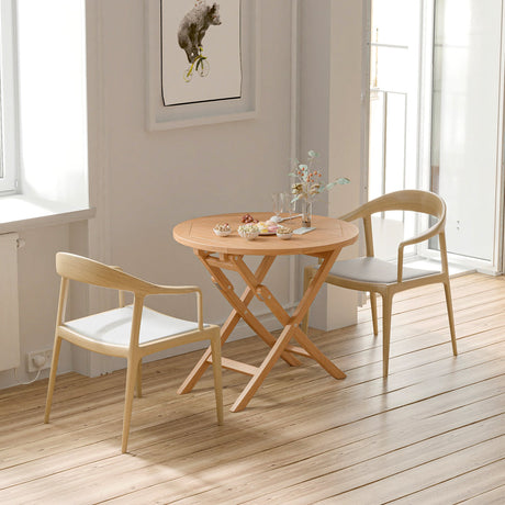 Mesa de café redonda plegable de madera de teca indonesia para patio de 31.5 pulgadas