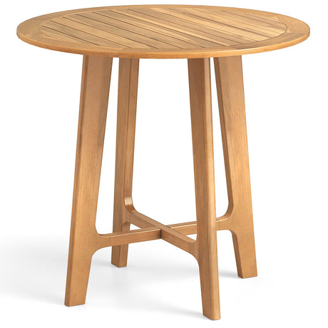 Mesa de comedor para patio de 31.5 pulgadas con tablero de listones y estructura en forma de X