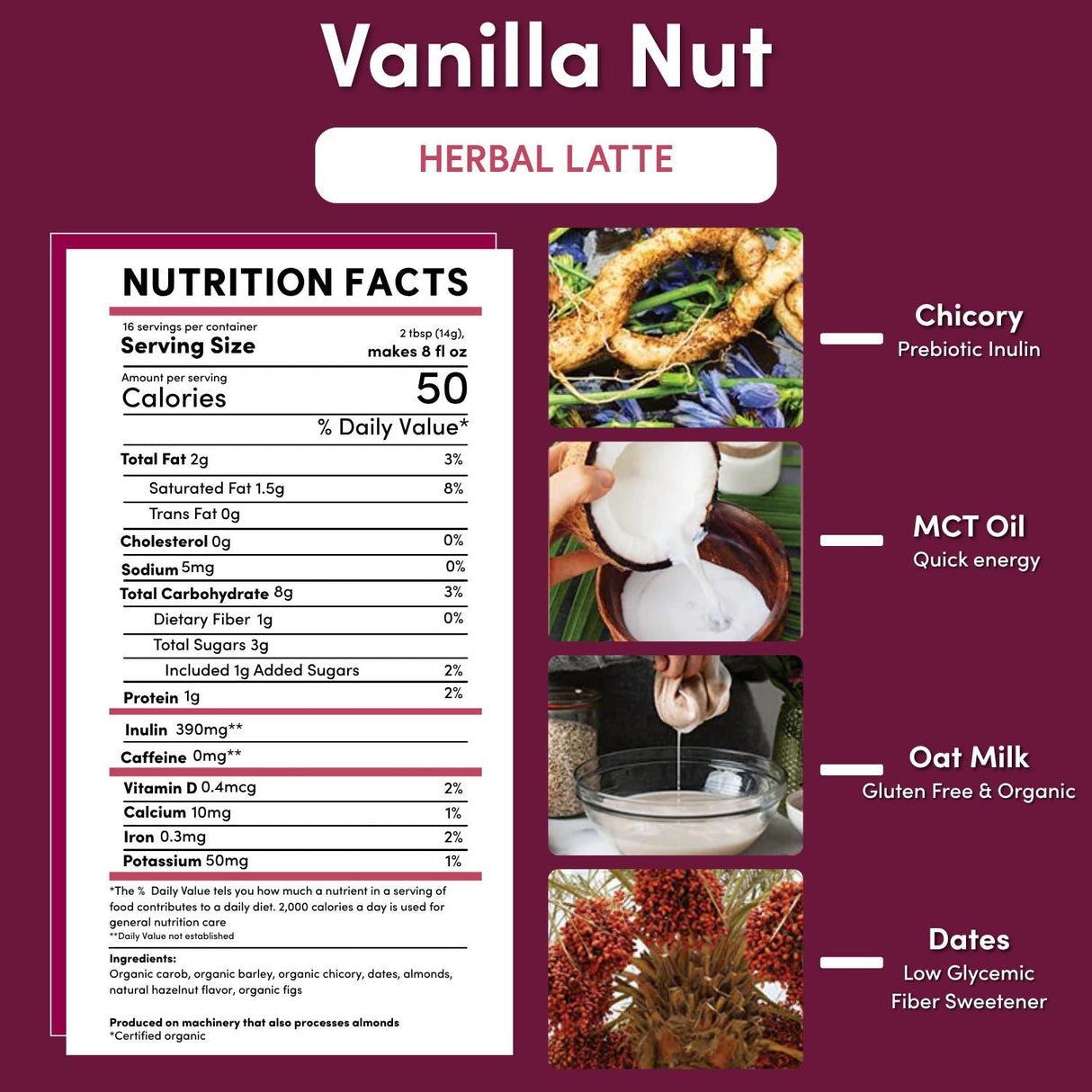 Café con Leche de Hierbas Vainilla y Nueces Instantáneo