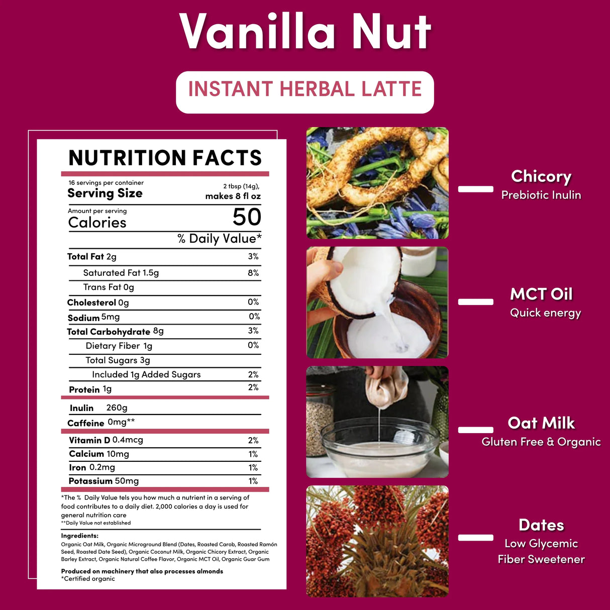 Café con Leche de Hierbas Vainilla y Nueces Instantáneo