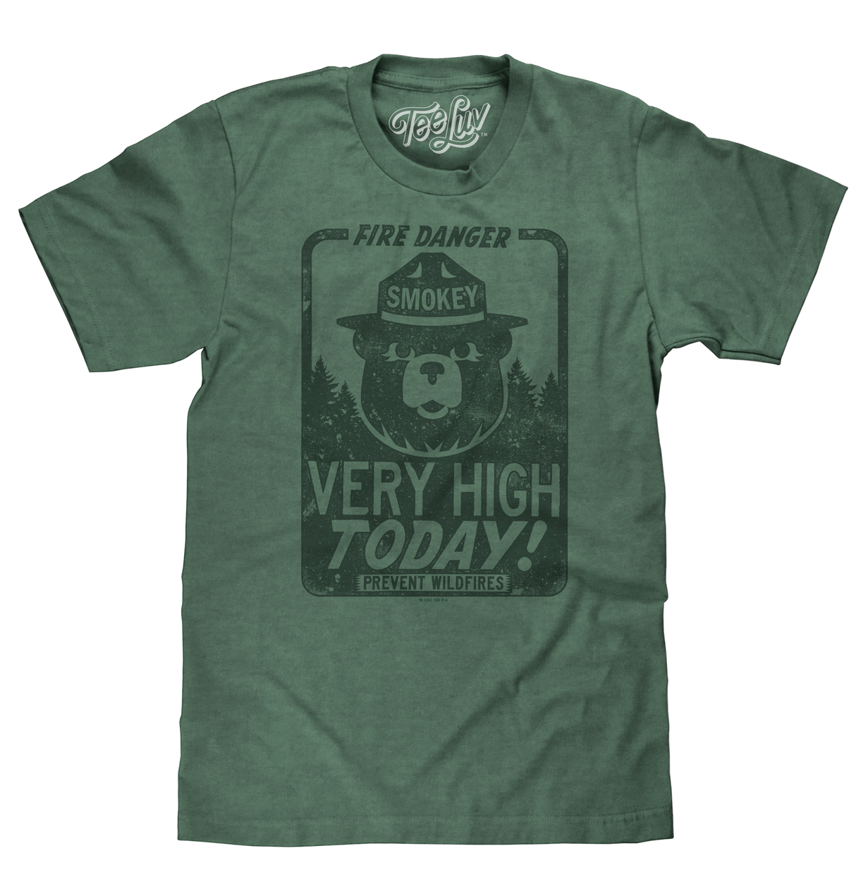 Smokey Bear "Fire Danger Very High Today" T-Shirt - Green