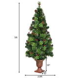 Árbol de Navidad LED con bayas rojas y piñas