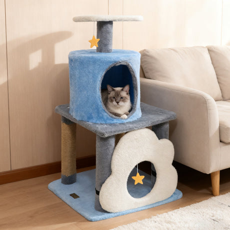 Torre para gatos moderna y linda de 31.5" con varios niveles