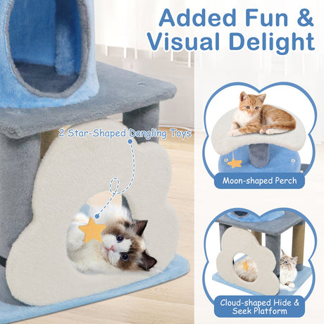 Torre para gatos moderna y linda de 31.5" con varios niveles