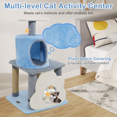 Torre para gatos moderna y linda de 31.5" con varios niveles