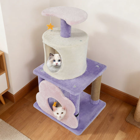 Torre para gatos moderna y linda de 31.5" con varios niveles