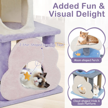 Torre para gatos moderna y linda de 31.5" con varios niveles