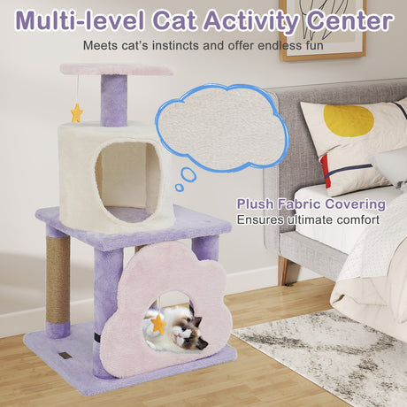 Torre para gatos moderna y linda de 31.5" con varios niveles